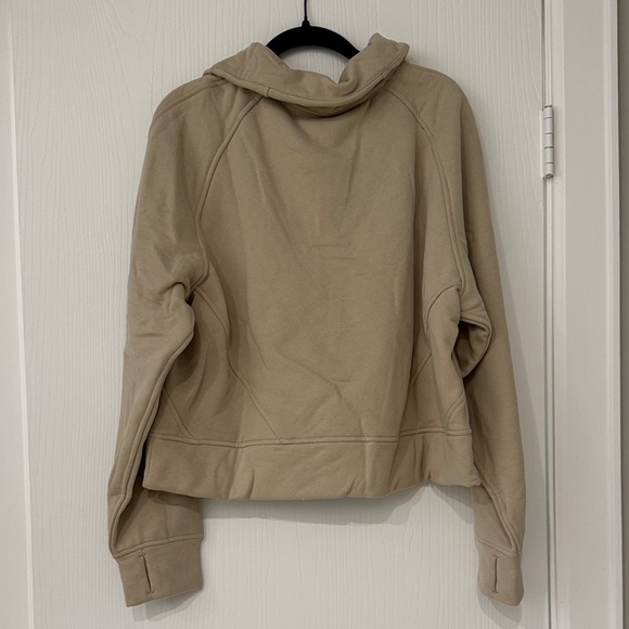 Tan Mock Neck Sweater with Thumbholes - Picture 3 of 4